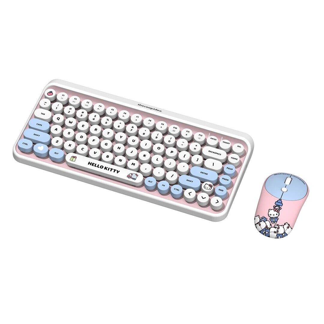 New Thecoopidea Sanrio Wireless Keyboard Mouse Set Little Twin Stars Hello Kitty