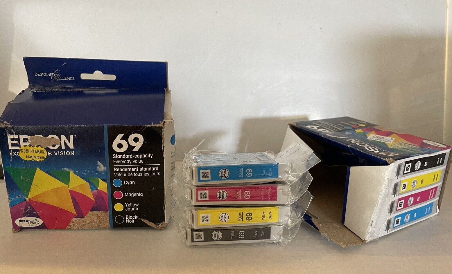 2  Packs Genuine Epson 69  Black/Cyan/Magenta/Yellow Ink Cartridge  EXP 2022