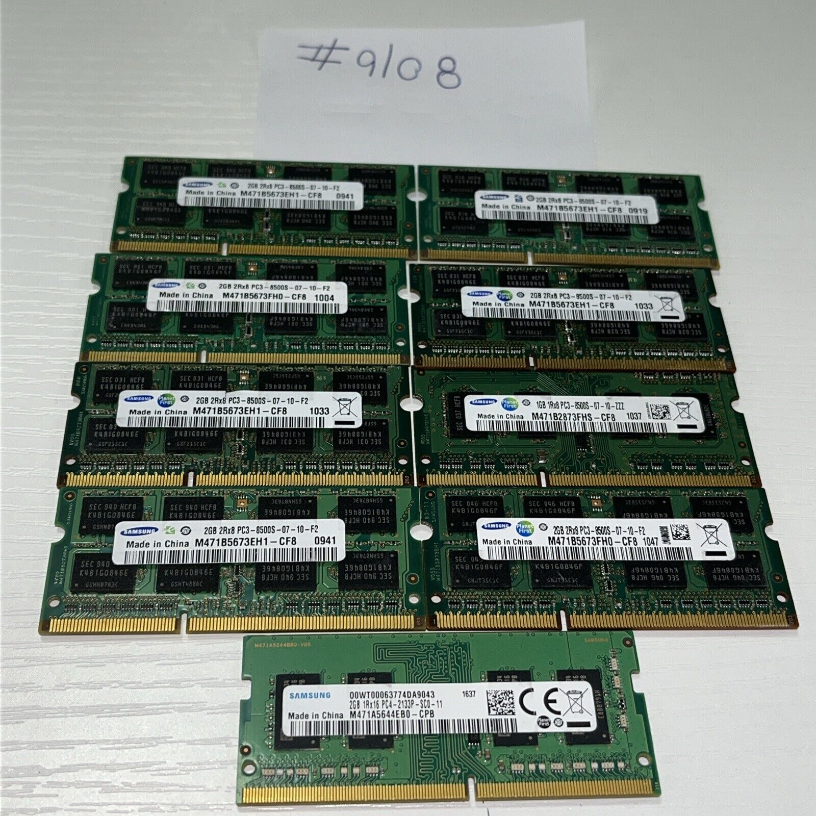 (LOT OF 9) SAMSUNG DDR3 2GB 2Rx8 PC3 8500S Laptop Memory SHIP FROM USA