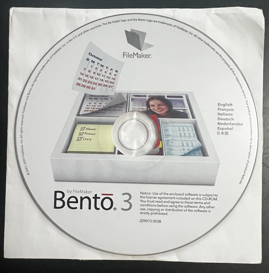 NEW FileMaker Bento 3 for Mac (2009)  TW345LL/A (no retail box)