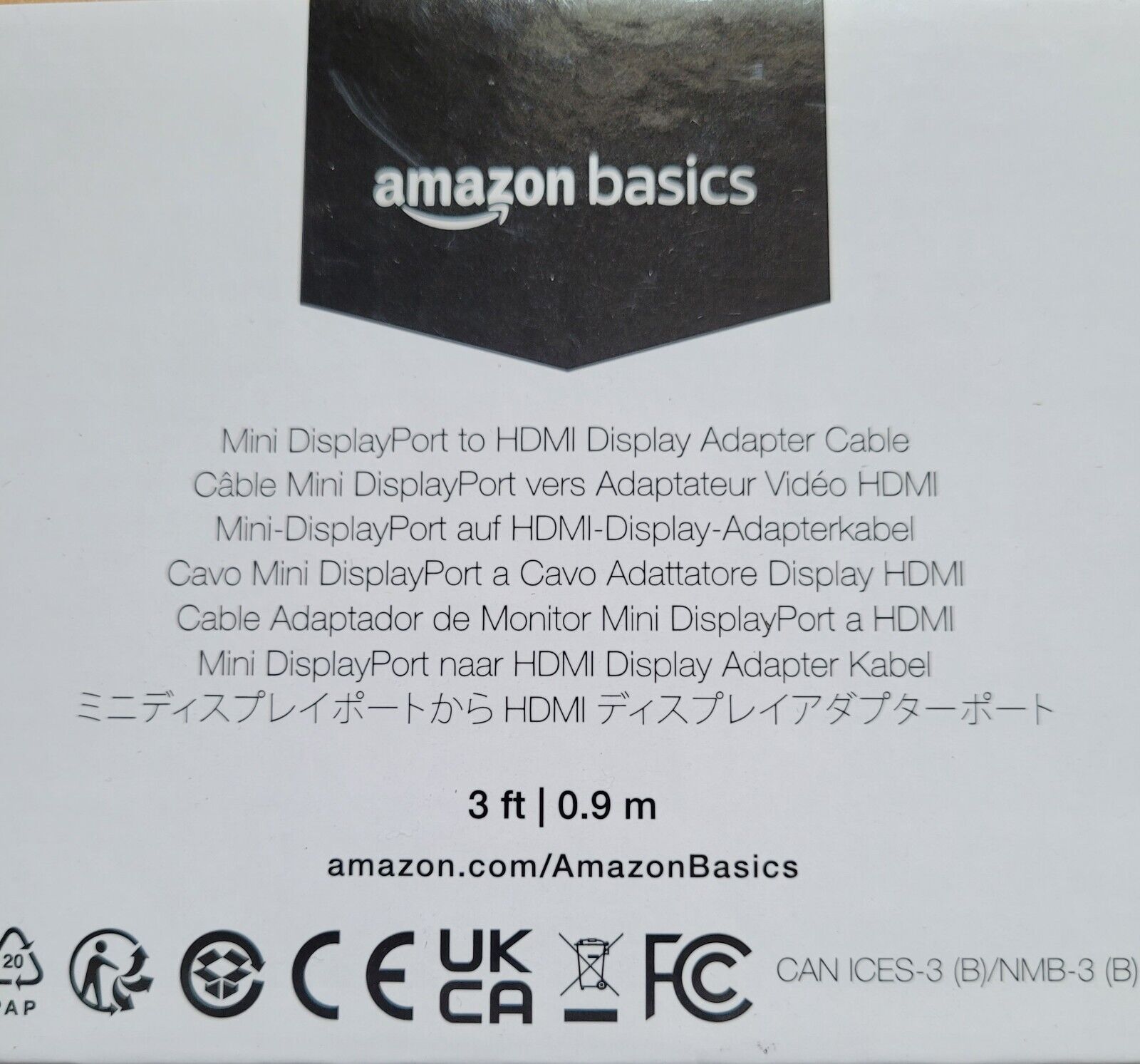 AmazonBasics Mini DisplayPort to HDMI Cable - 3 Feet NEW