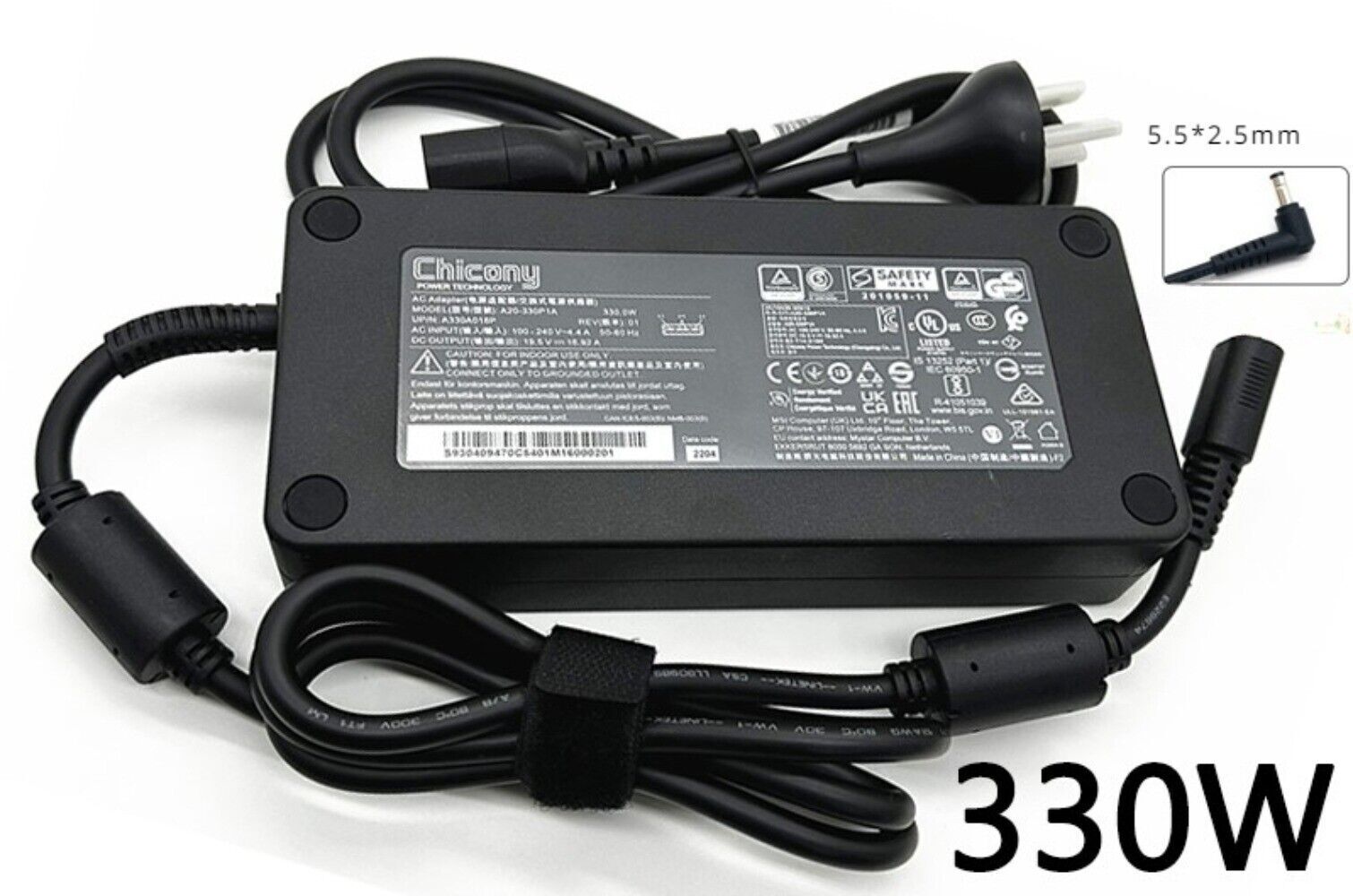 1PCS Chicony 330W 19.5V 16.92A Charger A20-330P1A 5.5*2.5mm Tip Power Adapter