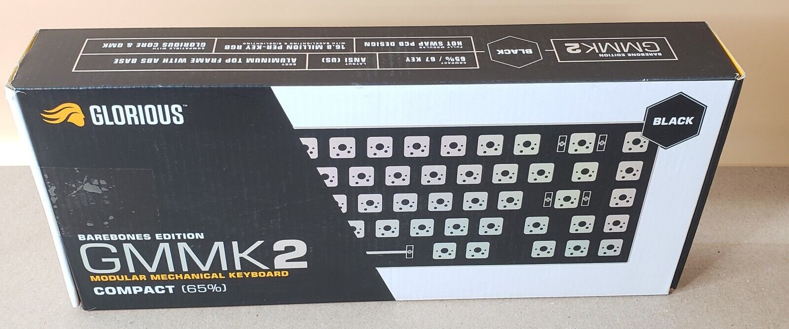 Glorious GMMK2 RGB Compact Mechanical 65% Gaming Keyboard - Black Sealed