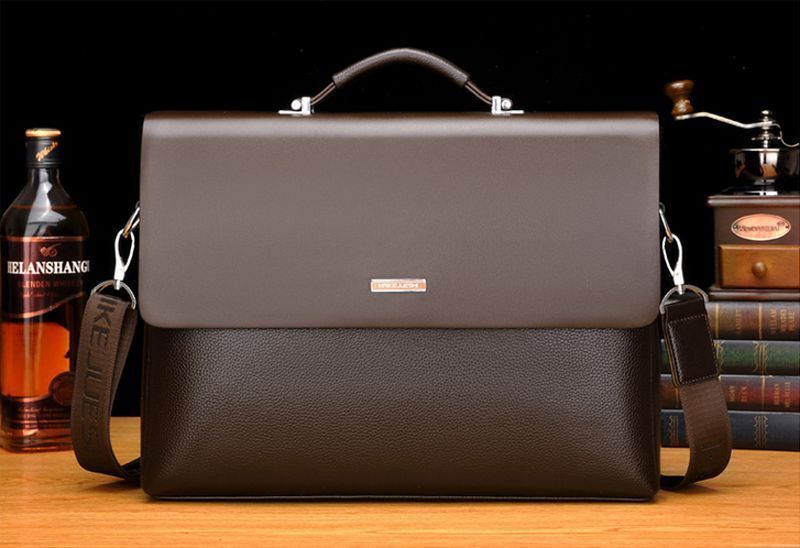  New Business Men's Leather Handbag Briefcase Bag Laptop Shoulder Bags