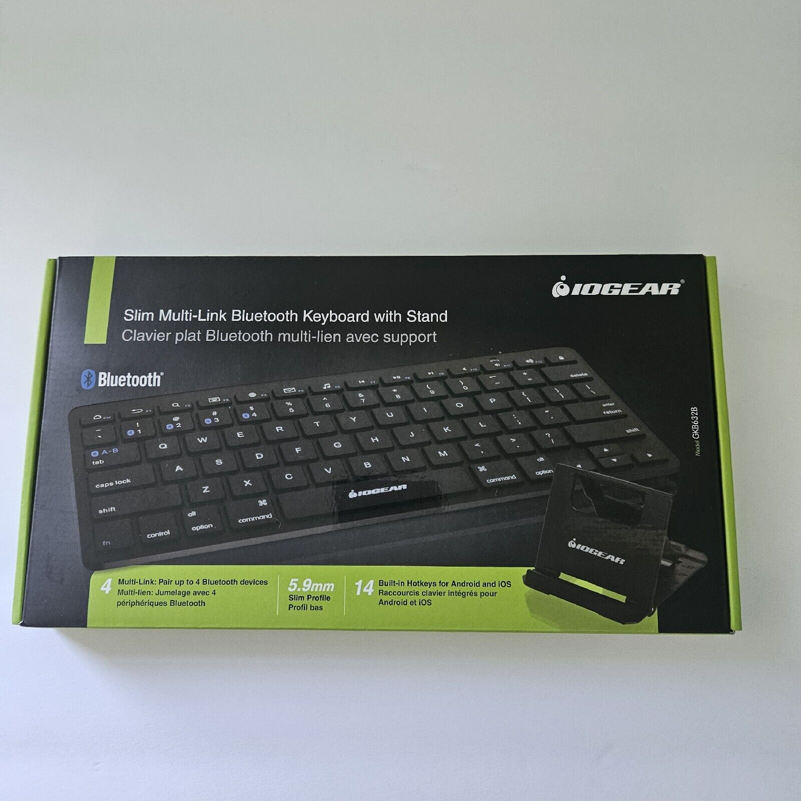 NEW Seaked Iogear Slim Multi-Link Bluetooth Keyboard with Stand-model # GKB632B