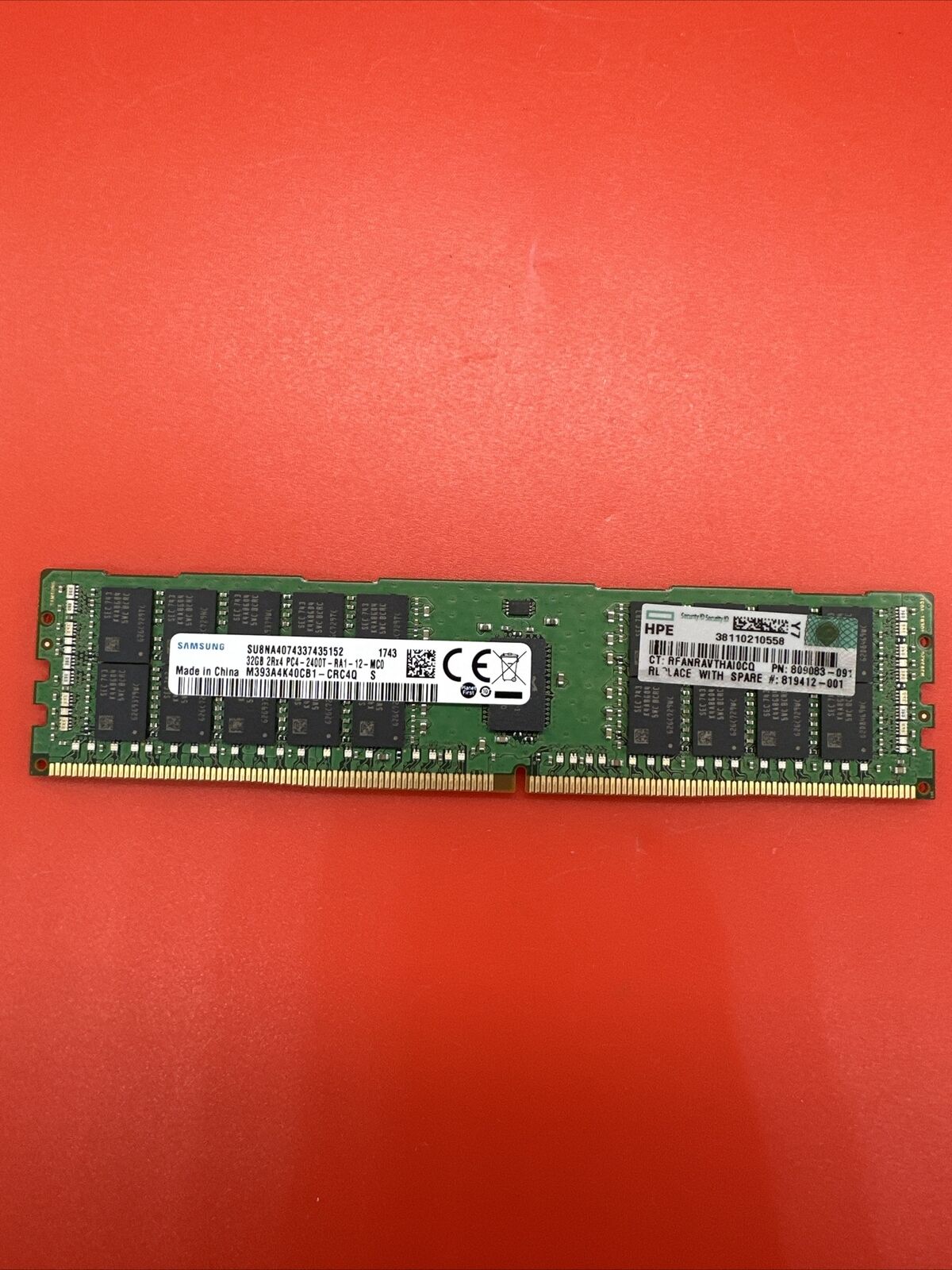 HPe 32GB 2Rx4 PC3-2400T M393A4K40CB1-CRC4Q 809083-091 819412-001 805351-B21