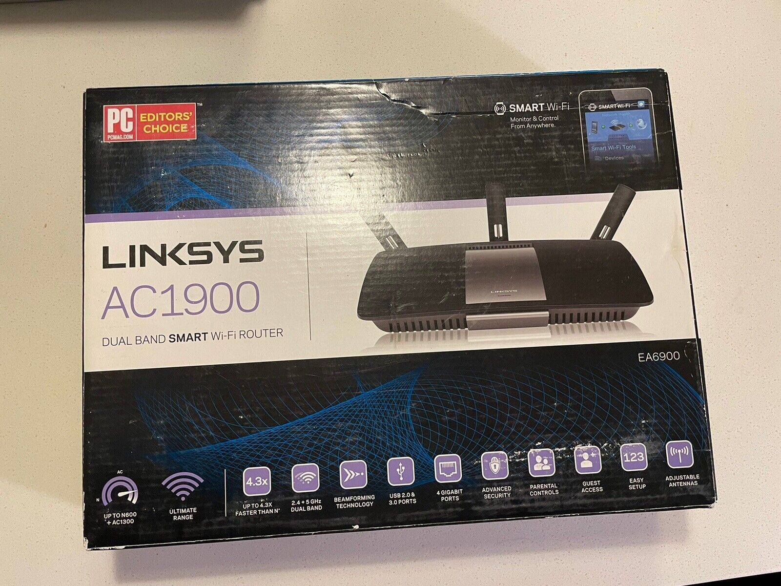 LINKSYS - EA6900 - AC1900 Wireless Dual Band Gigabit Smart Wi-Fi Router Open Box