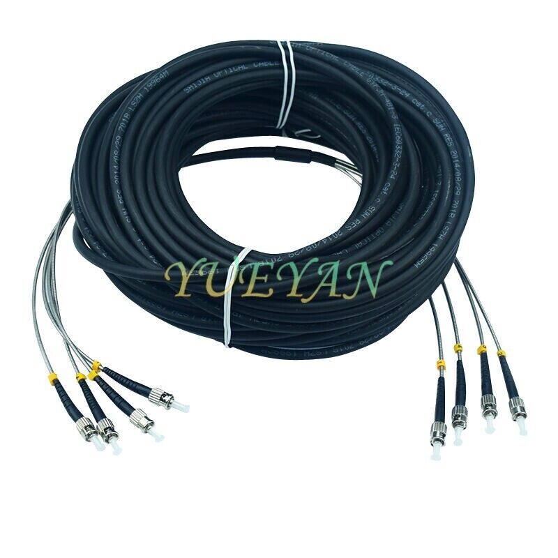 200M Field Outdoor ST-ST 4 Strand 9/125 Single Mode Fiber Patch Cord DHL Free