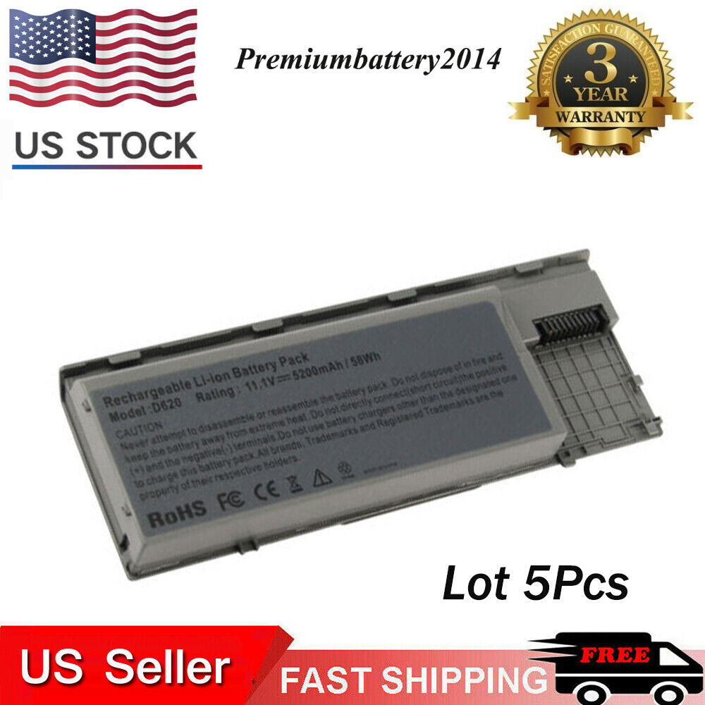 LOT 5Pcs 6 Cell Battery for Dell Latitude D630 D620 D640 PC764 JD648 KD489 GD776