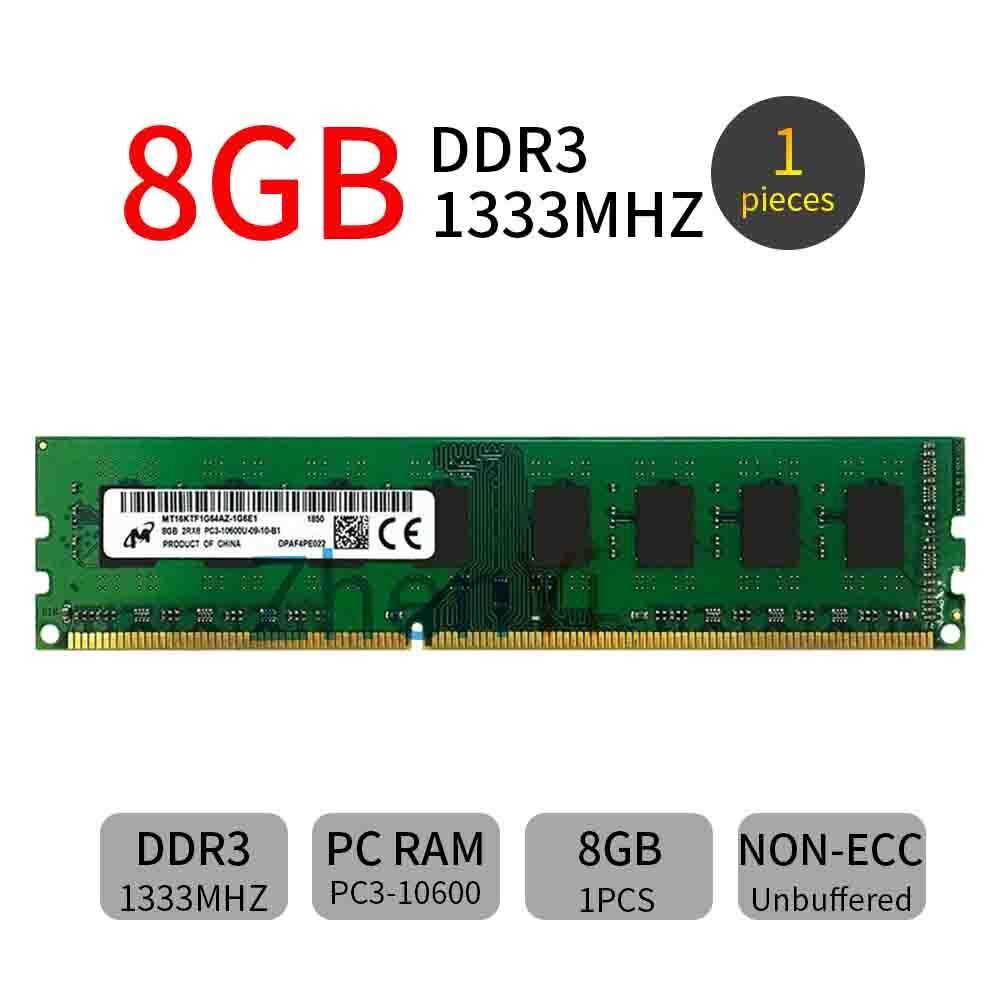 Micron 8GB 4GB DDR3 1333Mhz PC3-10600U 240Pin DIMM Desktop Memory SDRAM LOT BT