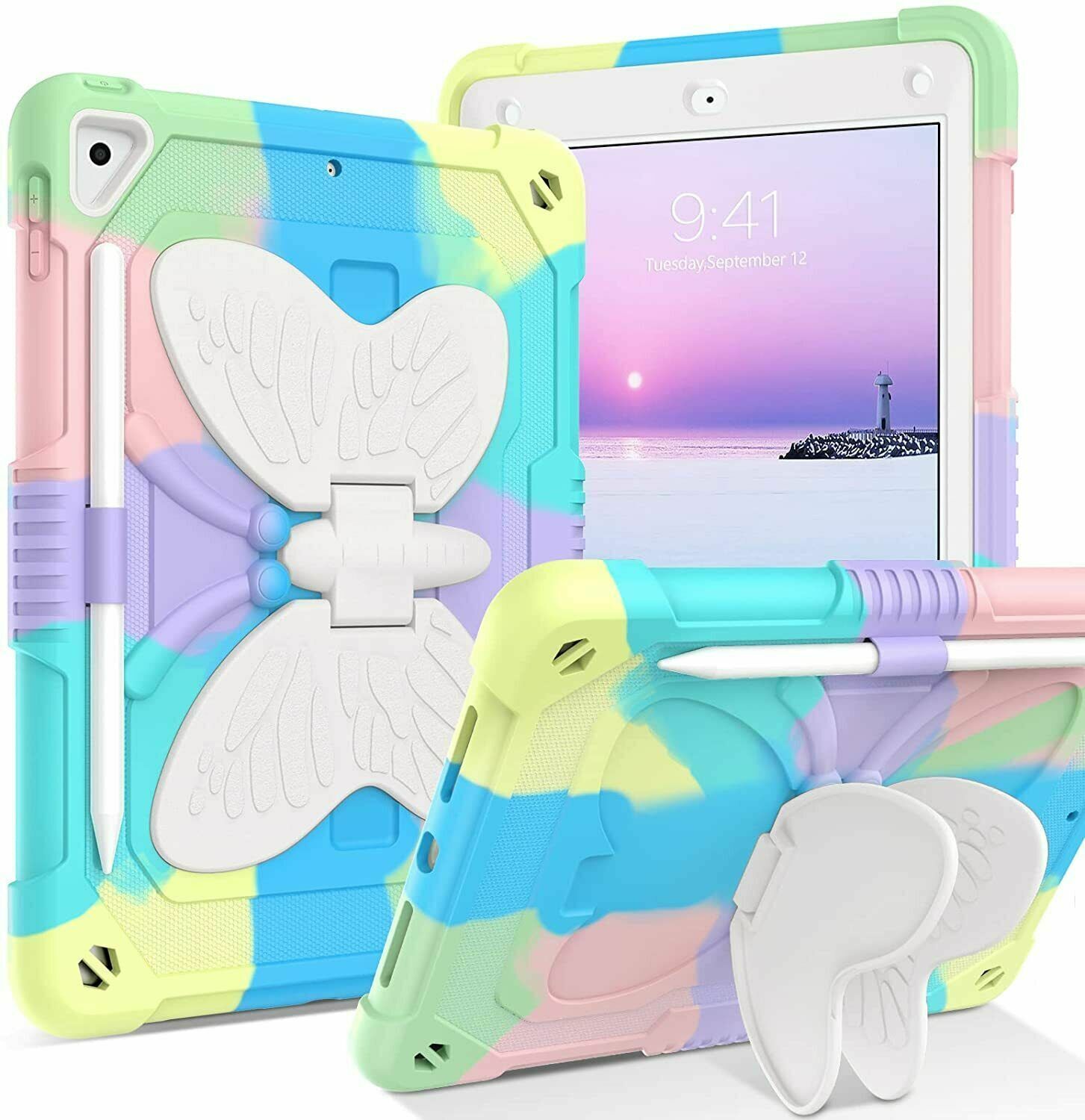 For 10.2 inch iPad 9th/8th/7th Gen Kids Safety Heavy Duty Kickstand Cover Case