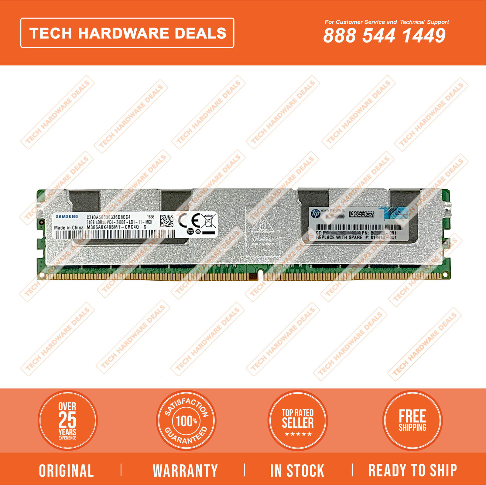 805358-B21    HP 64GB (1x64GB) Quad Rank x4 DDR4-2400 CAS-17-17-17 Load Reduced