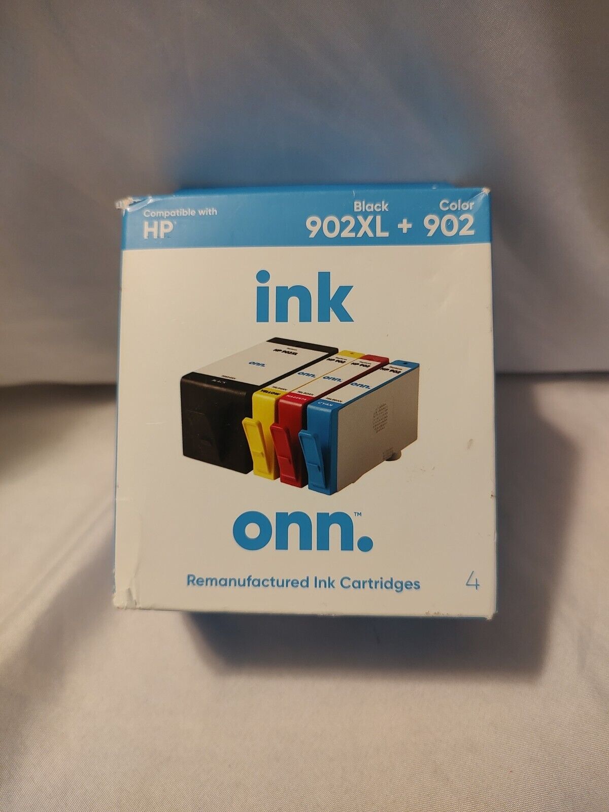 🔥 ONN Ink Cartridges, HP 902XL Black + 902 Cyan, Magenta, Yellow 4 Carts NEW