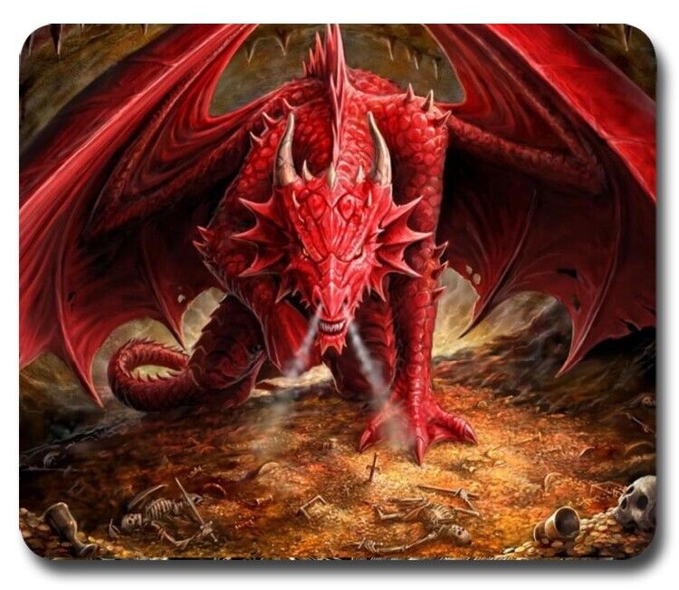 RED FIRE DRAGON - Mousepad / Mouse pad - Inspired by Dungeons & Dragons GIFT