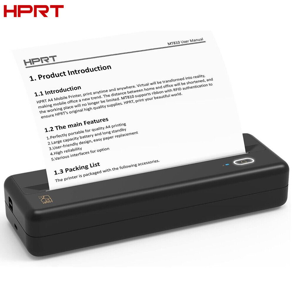 HPRT MT810 Portable Printer Wireless BT A4 Thermal Printer Travel Printer C7G9