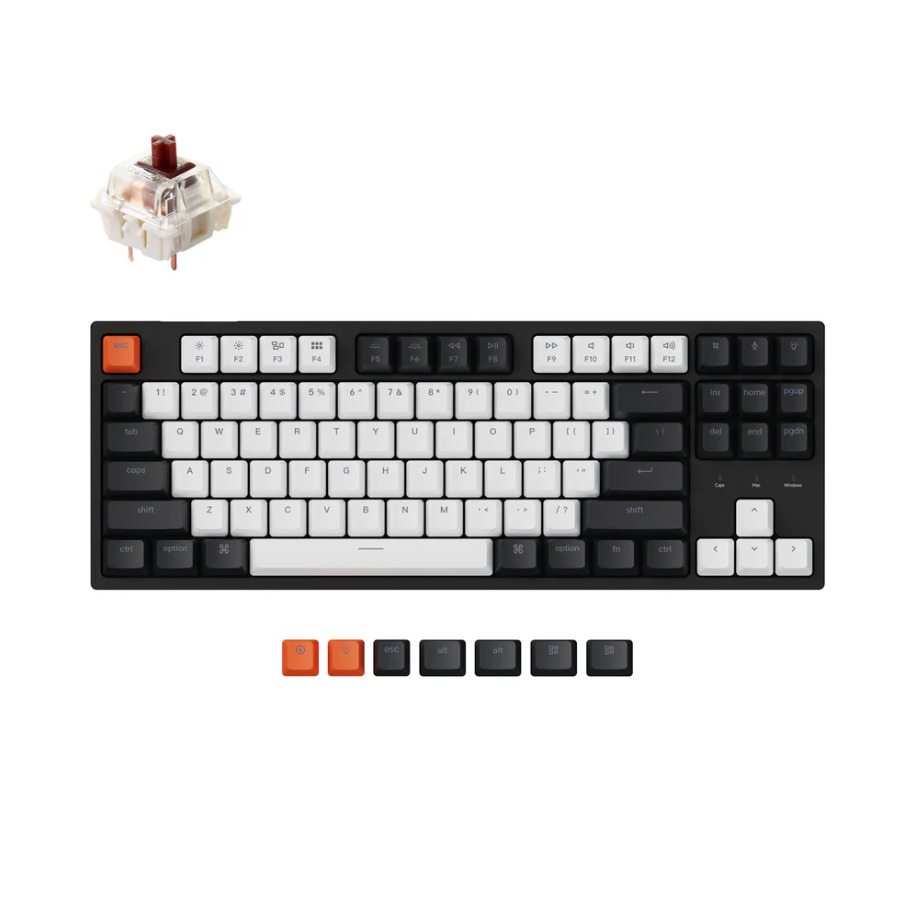 Keychron C1 87 Key TKL Mechanical Keyboard Brown Switch White Backlit - Black