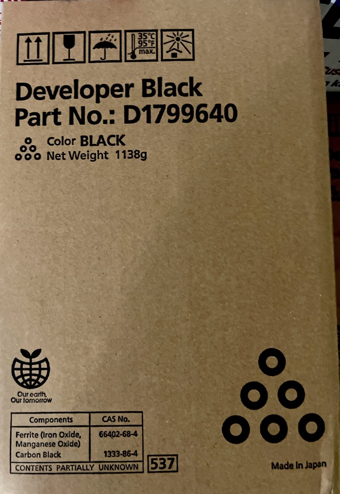 New OEM Genuine Ricoh D1799640 Black Developer