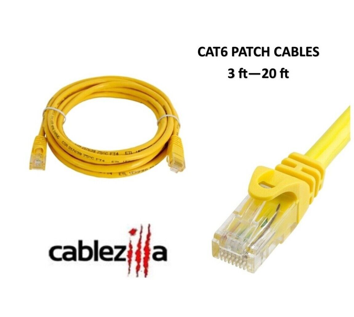 Cat6 Yellow Patch Cord Network Cable Ethernet LAN RJ45 UTP 3FT - 20FT Multi LOT