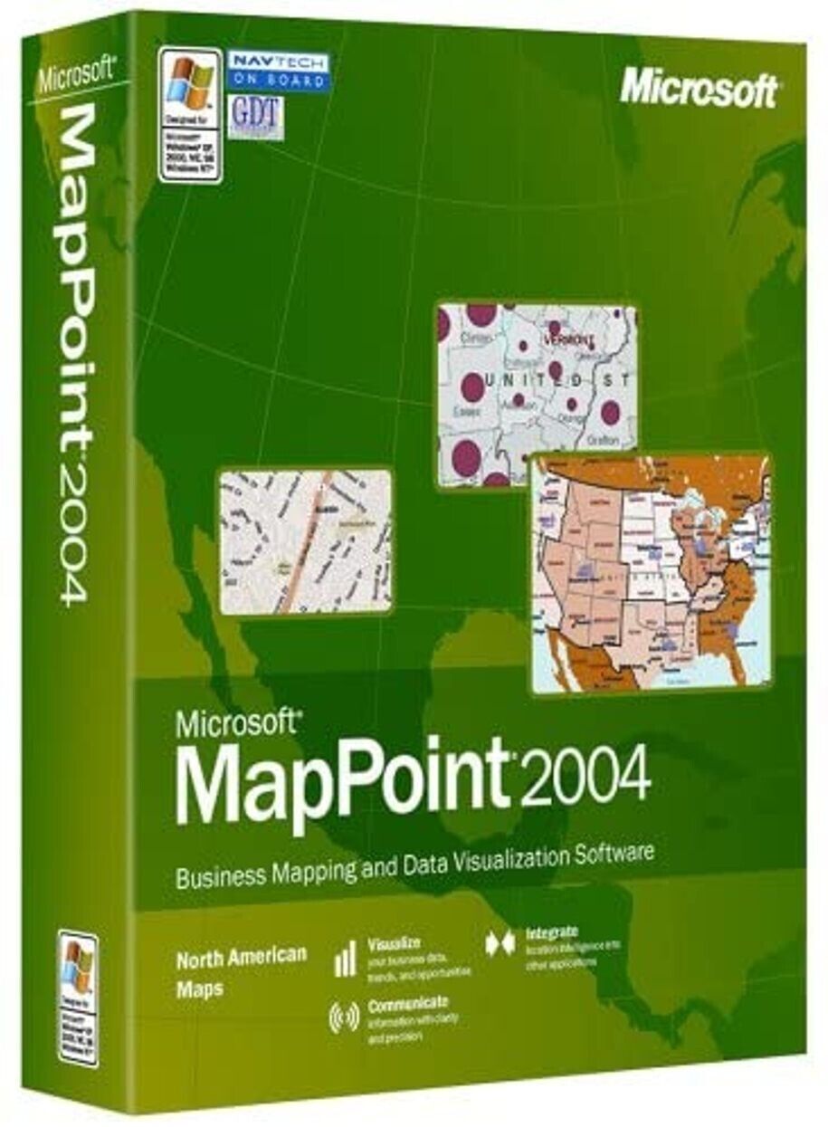 Microsoft MapPoint 2004 w/ North American Maps Full Version with License