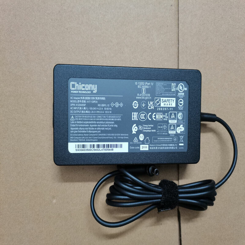 OEM Chicony 20V 6A 120W A17-120P2A For MSI Thin GF63 12UDX RTX3050 4.5mm Adapter