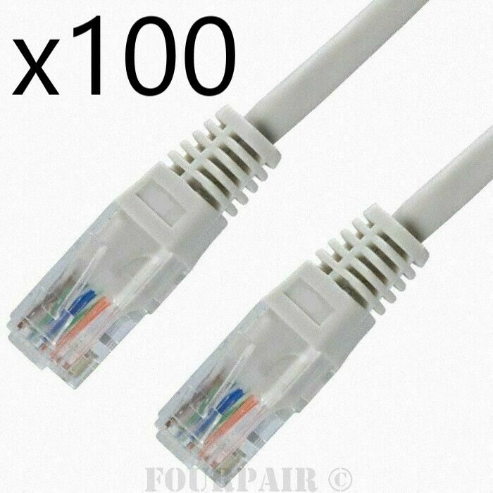 100 Pack Lot 10ft CAT5e Ethernet Network LAN Router Patch Cable Cord Wire Gray