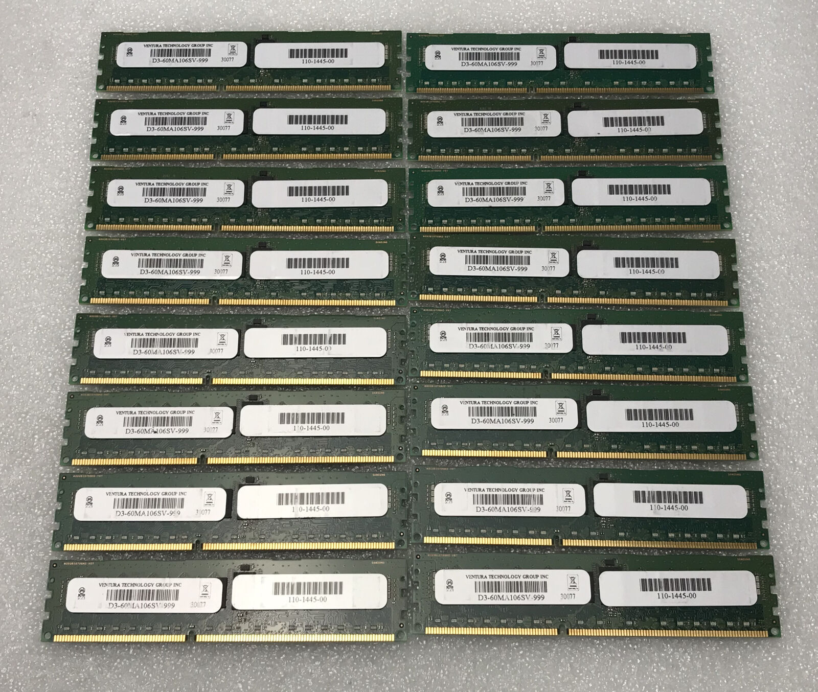Lot of 16 Ventura RAM DIMM 8GB 1Rx4 1333MHz PC3-10600 Registered ECC 128GB TOTAL