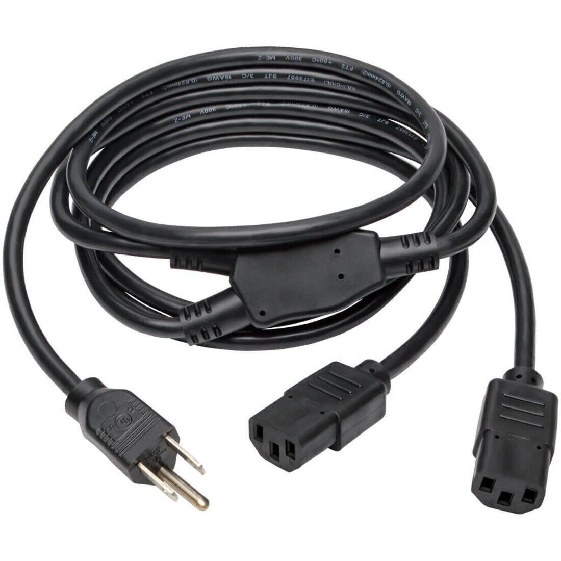Tripp Lite P006-006-2 6FT Y-Splitter Standard Computer Power Cord Cable BLACK