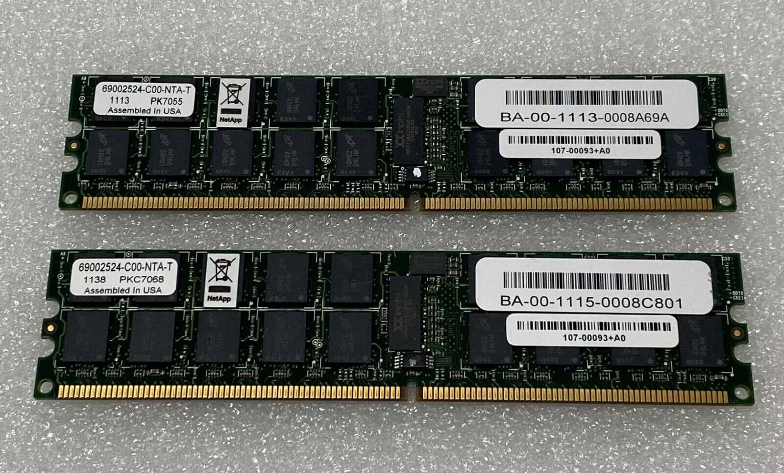 2x NETAPP 107-00093+A0 X3250-R6 4GB DIMM Memory Module for FAS3240 FAS3270 Filer