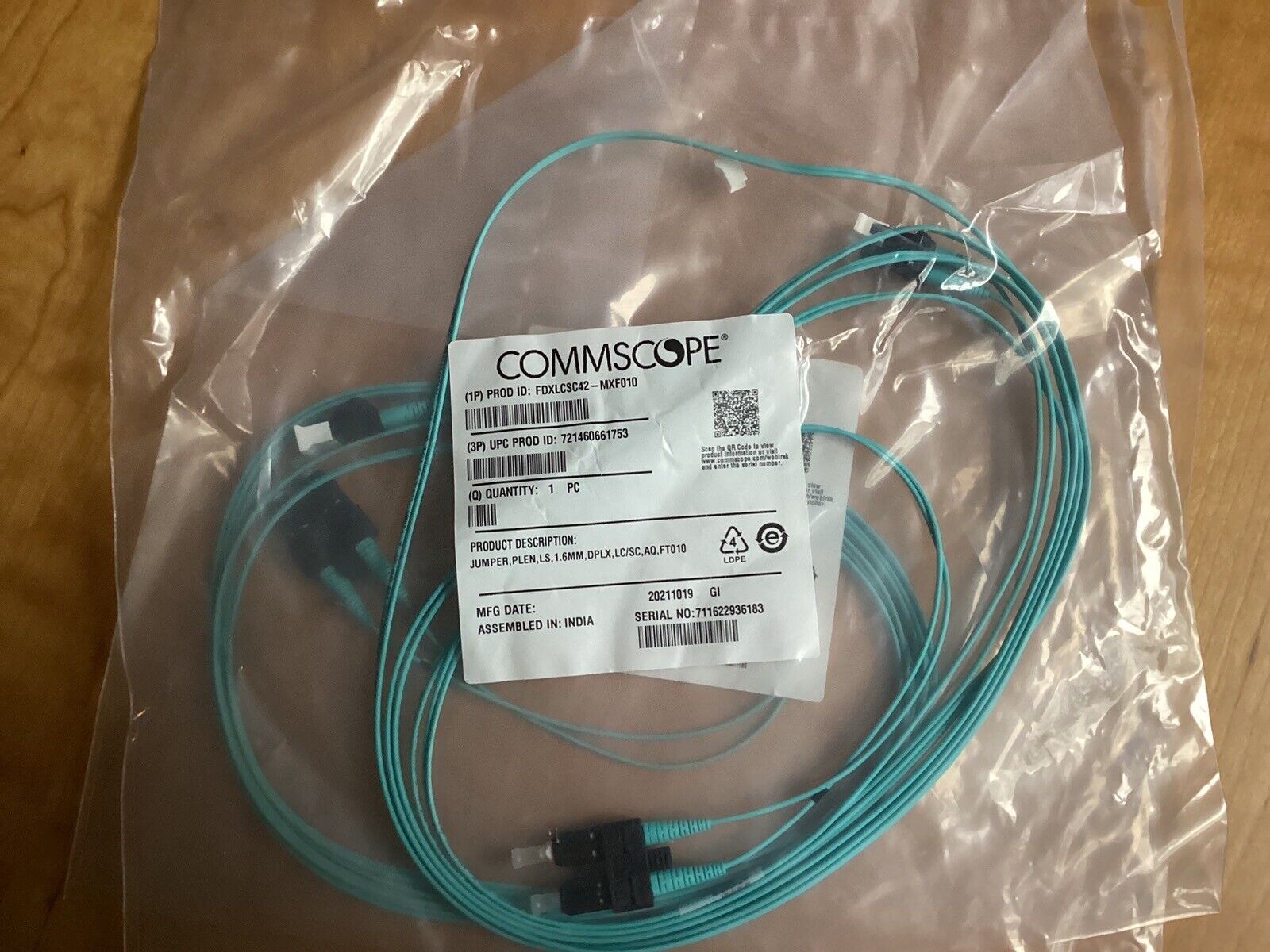 QTY 2. Commscope FDXLCSC42-MXF010 Fiber Patch Cord . BRAND NEW