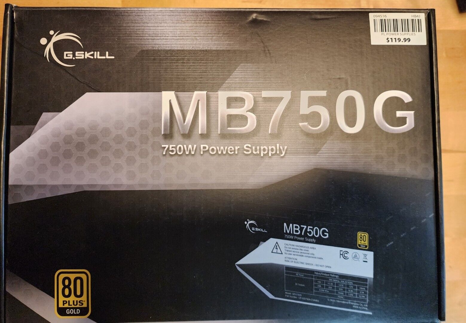 Power Supply,MB750G,750 W Efficiency 80 PLUS GOLD, PFC Active, LOOK AT PICTURES 