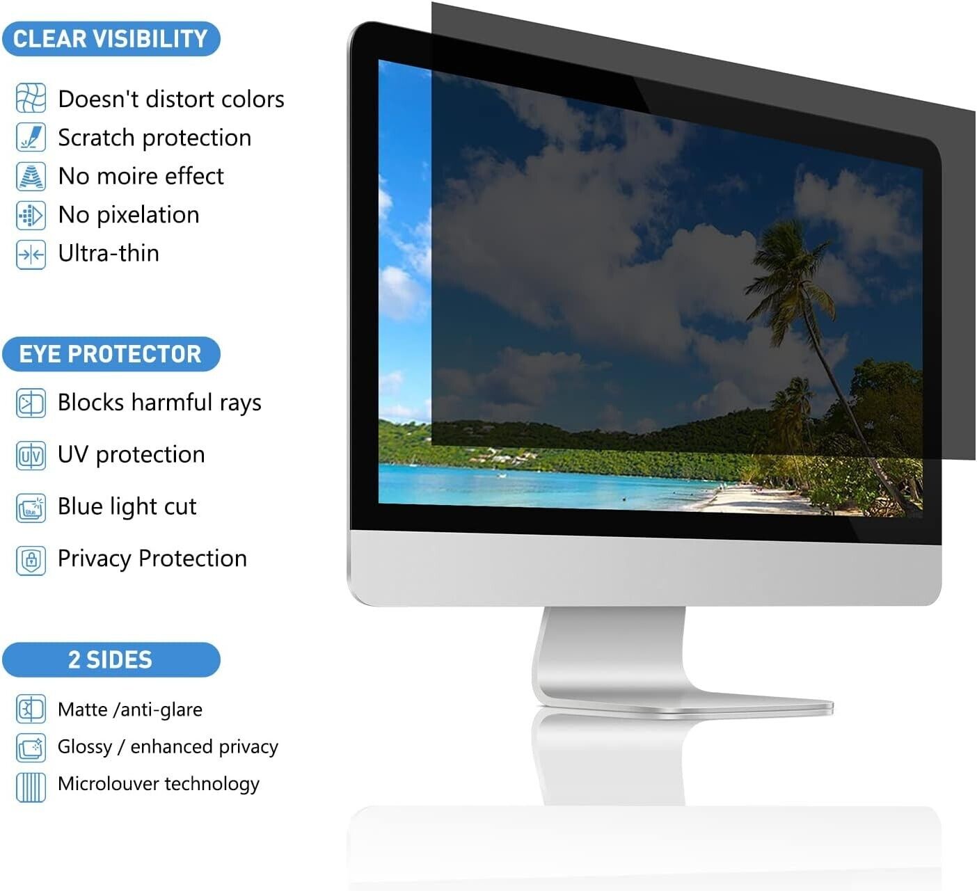 16 Inch Computer Privacy Screen Filter for Desktop Square Monitor 16:9 Aspect Ra