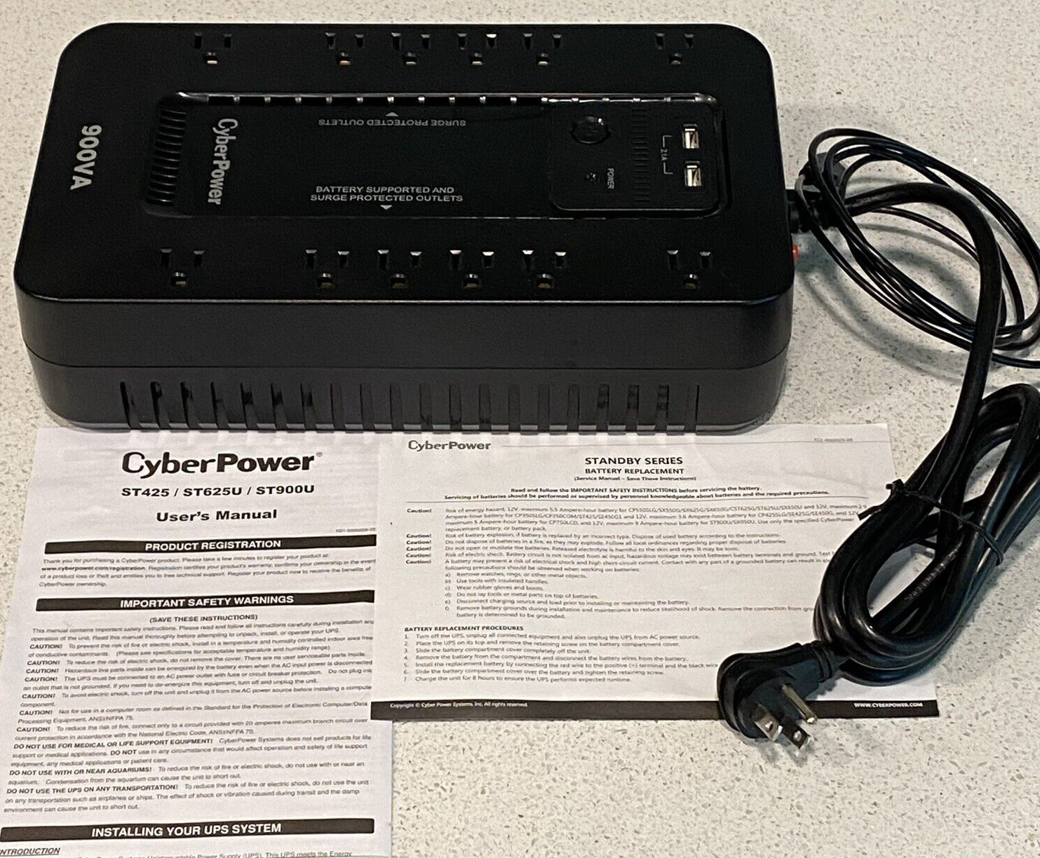 CyberPower ST900U Surge Protection/Battery Backup Standby UPS 900VA -- TESTED