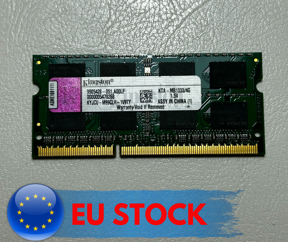 USED Kingston 4GB 2Rx8 DDR3-10600S SODIMM KTA-MB1333/4G 1.5V Laptop Memory RAM