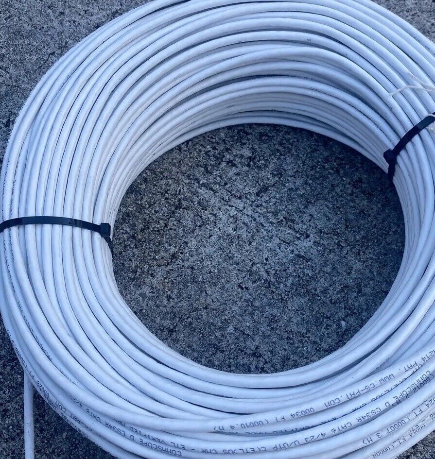 Cat 6 Ethernet Cable White  291FT 4/23 U/UTP  CMR Commscope UN874019914/10 CS34P