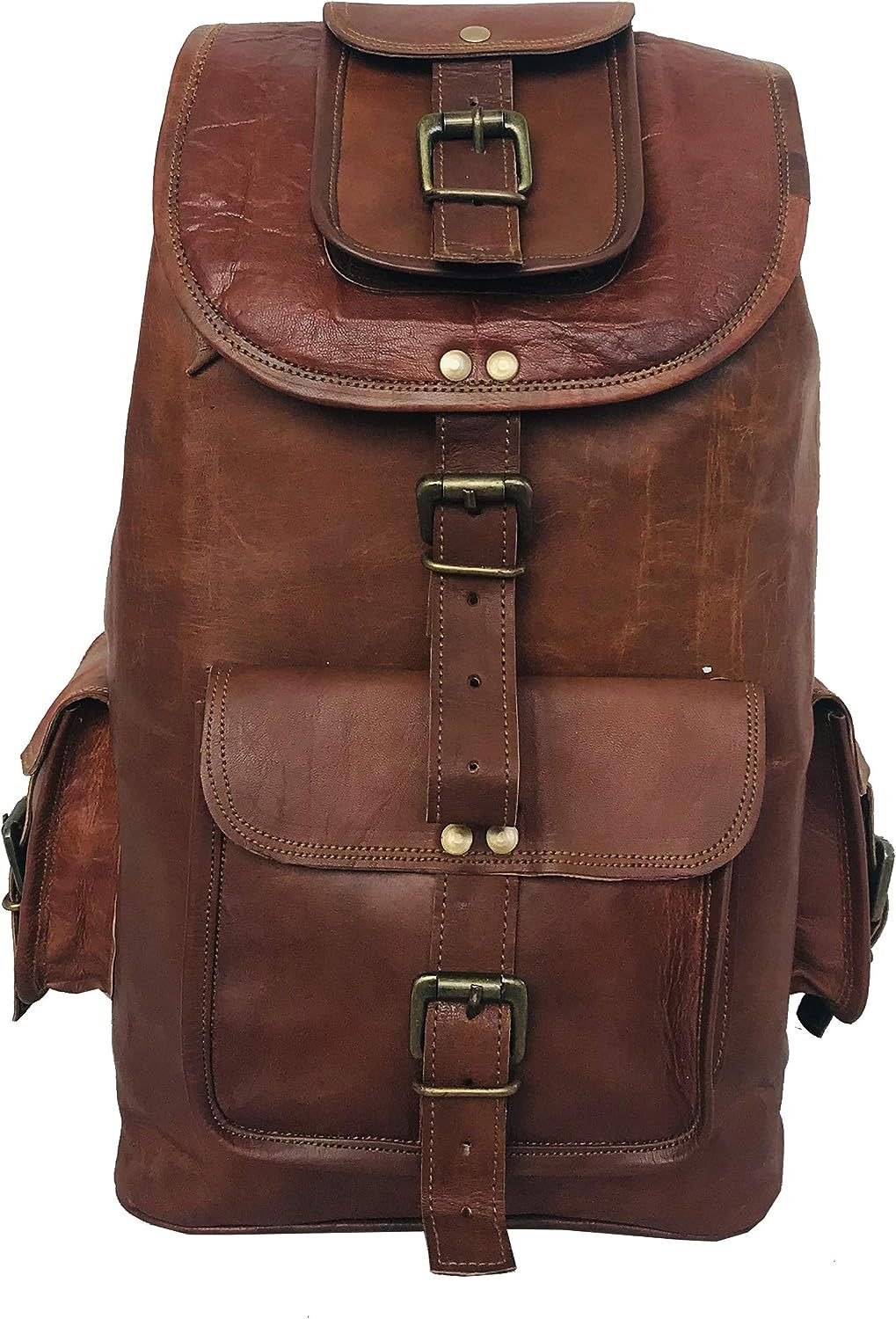 16'' Genuine Leather Vintage Handmade Casual Messenger Laptop Backpack... 