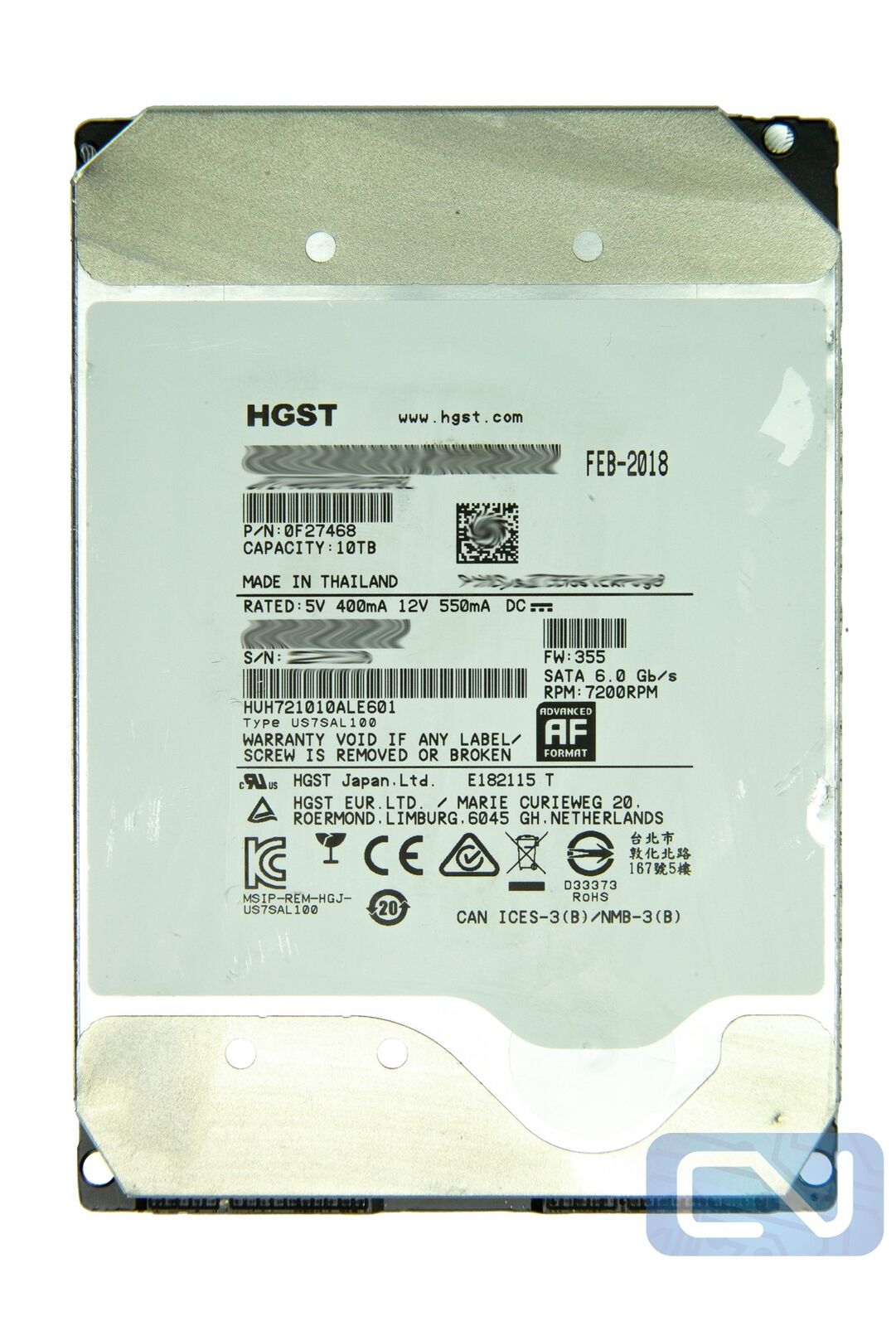 HGST Ultrastar He10 DC HC510 HUH721010ALE601 10TB SATA III 256MB 7200RPM