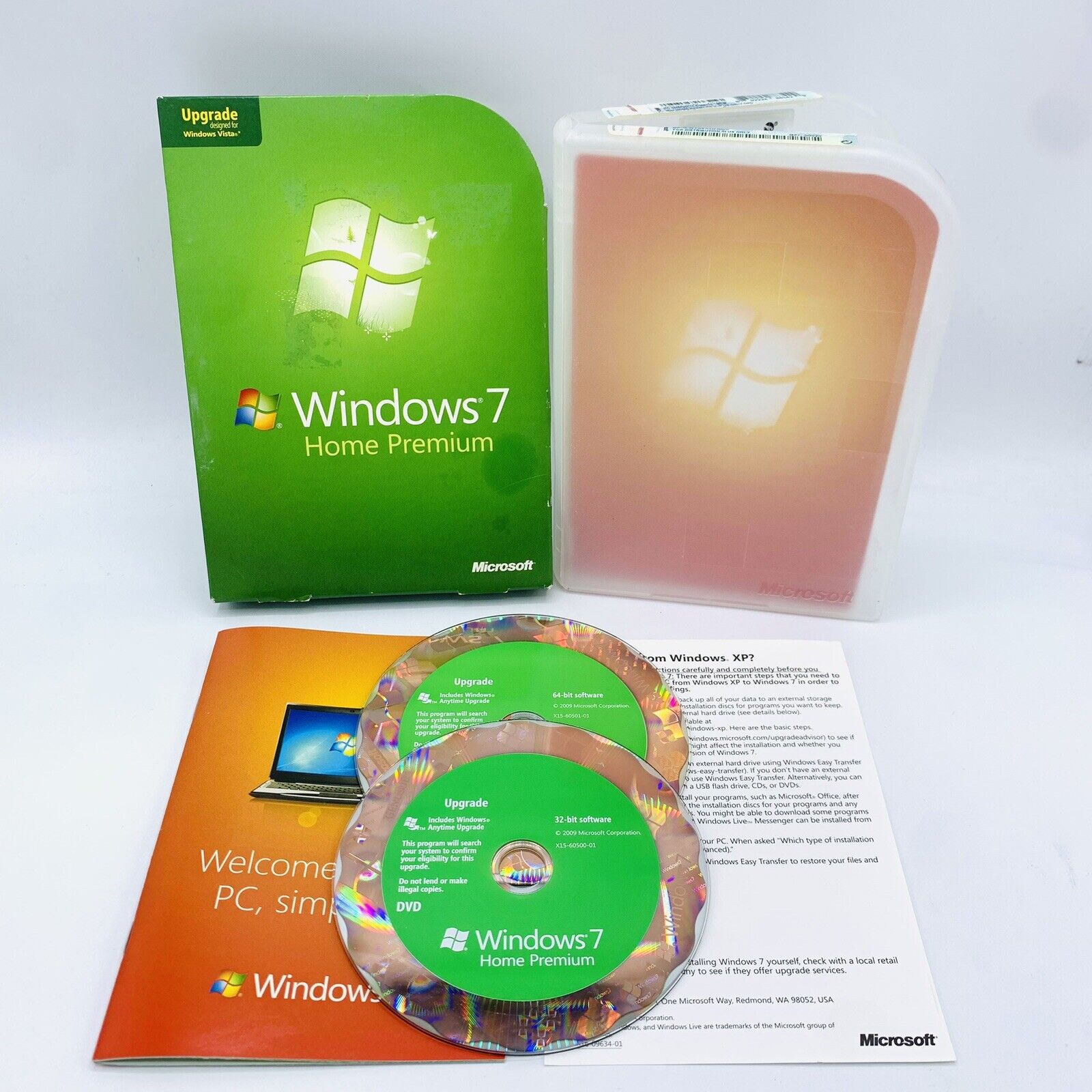 Microsoft Windows 7 Home Premium 32 & 64 Bit DVDs Genuine Retail Upgrade W/ Key
