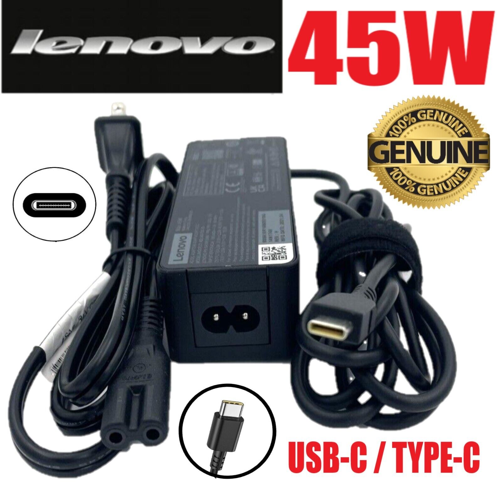 LOT OEM Lenovo 45W USB-C Type-C HP Chromebook Acer Asus Samsung Adapter Charger