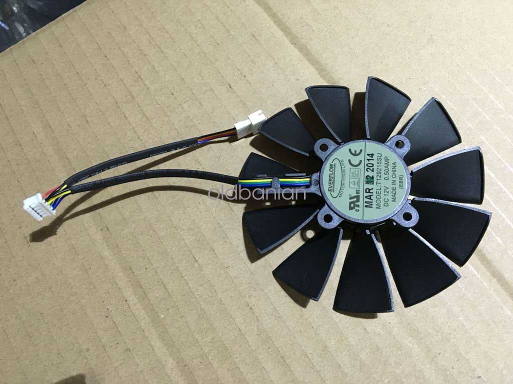 95mm ASUS GTX780 R9 280X 290 290X Single Fan Replacement 5Pin T129215SU