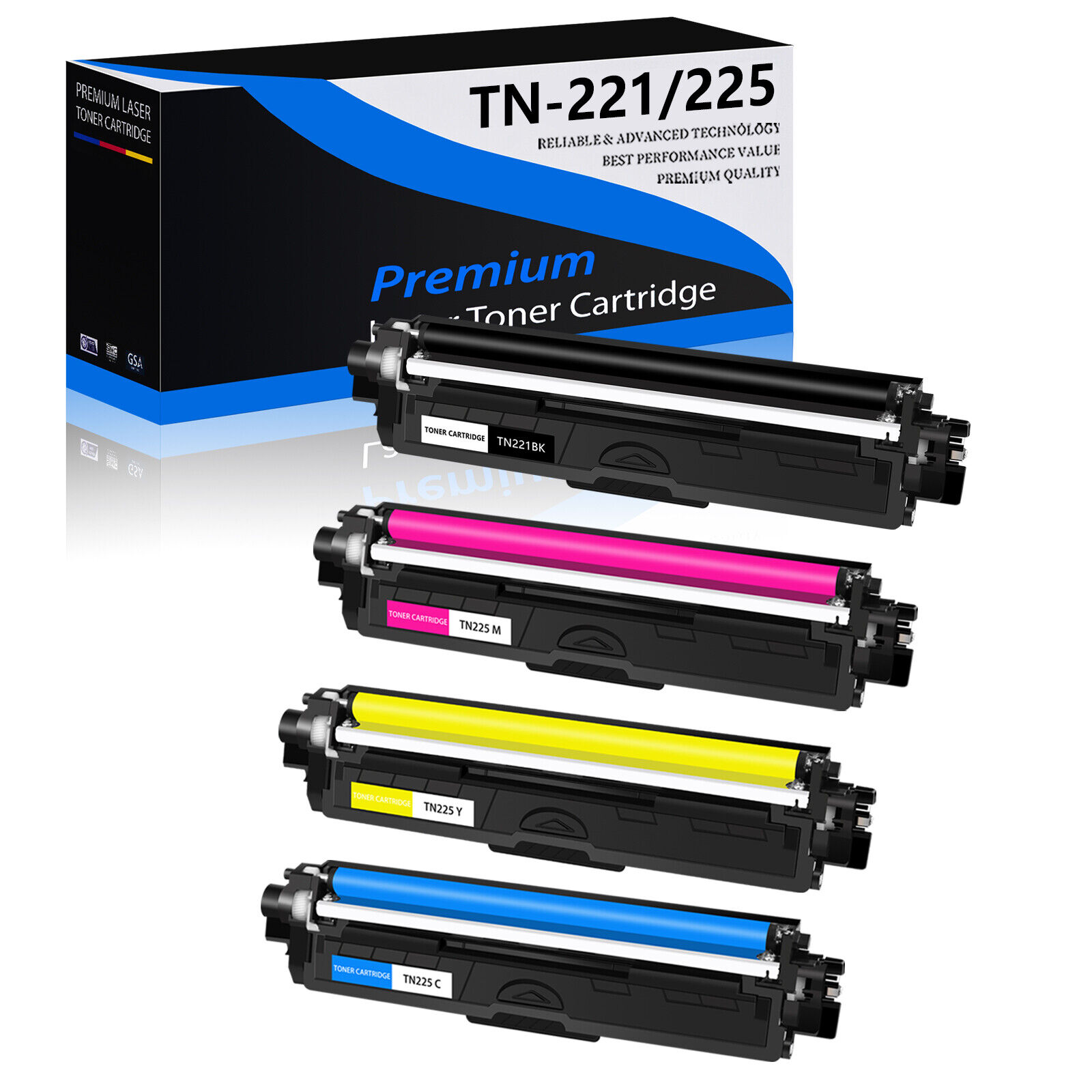 4x TN225 TN221 BCMY Color Toner Cartridges Set for Brother HL-3140CW HL-3170CDW