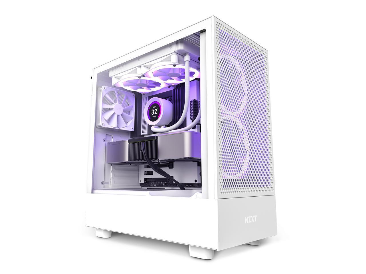 NZXT H5 Flow All White SGCC Steel, Tempered Glass ATX Gaming PC Case