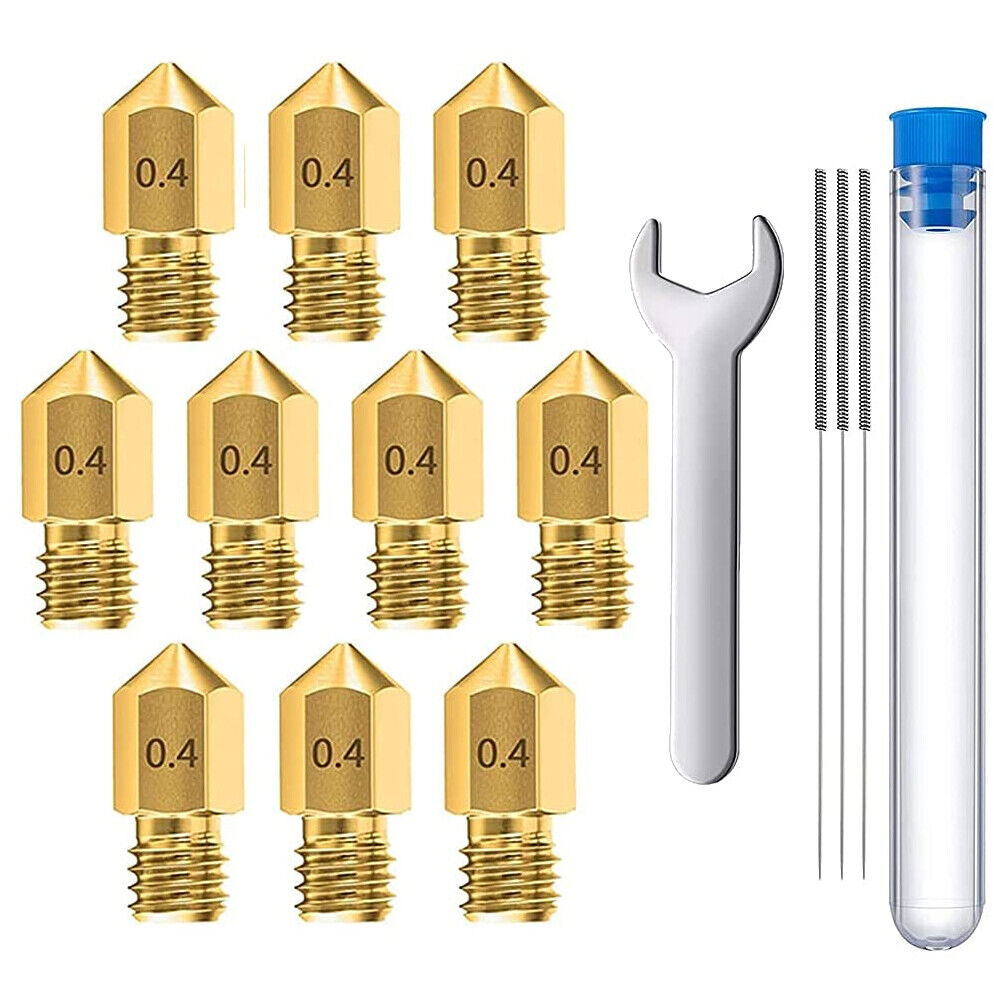 10 Pcs 0.4mm Brass MK8 3D Printer Nozzles Extruder for Creality Ender