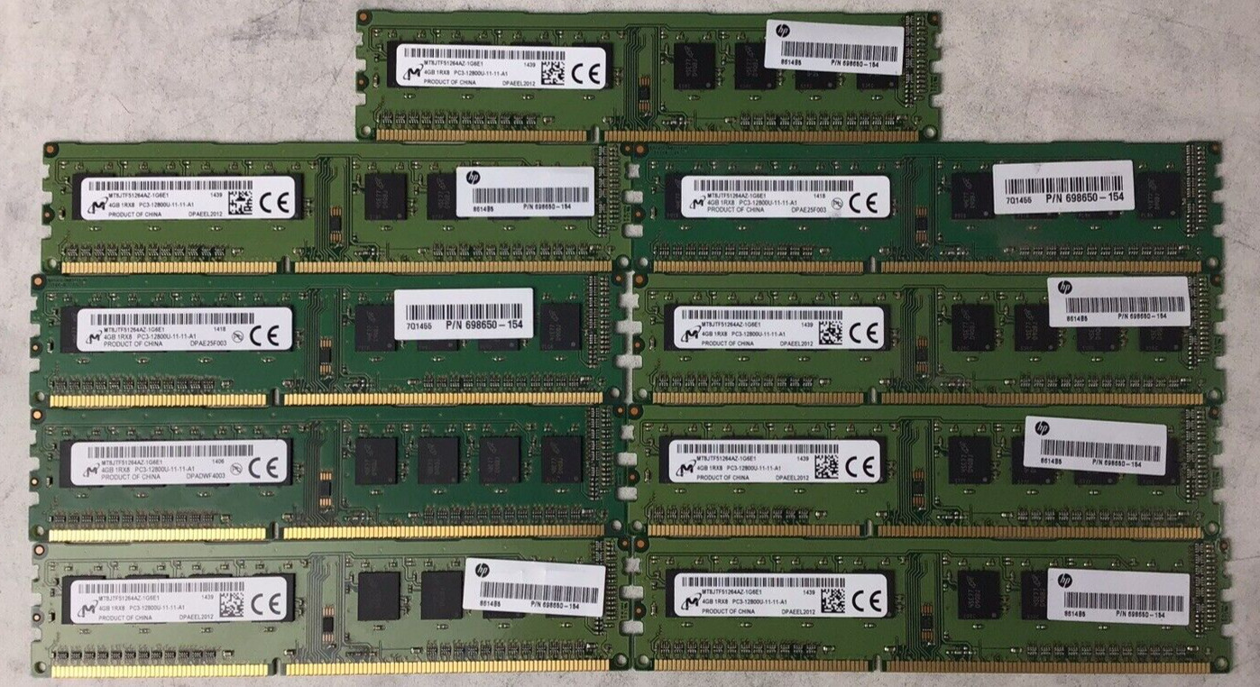 Micron 36GB (9x4GB) MT8JTF51264AZ-1G6E1 1Rx8 PC3-12800U DDR3 RAM