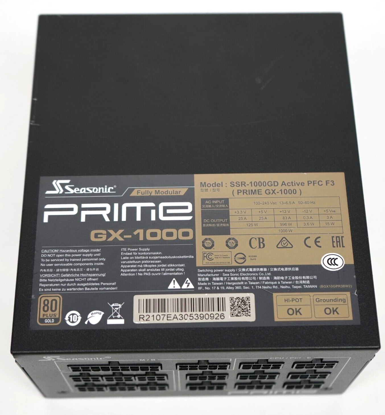 READ* Seasonic Prime GX-1000 80 Plus Gold ATX12V Power Supply- SSR-1000GD