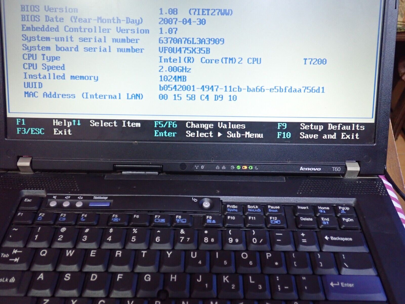 Lenovo Think pad T61 14.1 Core 2 Duo T7300 2.0GHz/4GB/ WXGA Laptop