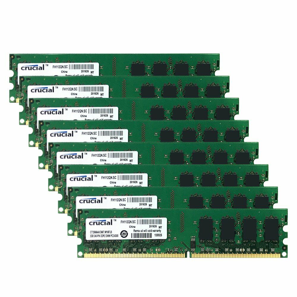 16GB Kit 8x 2GB DDR2 PC2-5300 667MHz 240Pin Desktop Intel Memory For Crucial BT