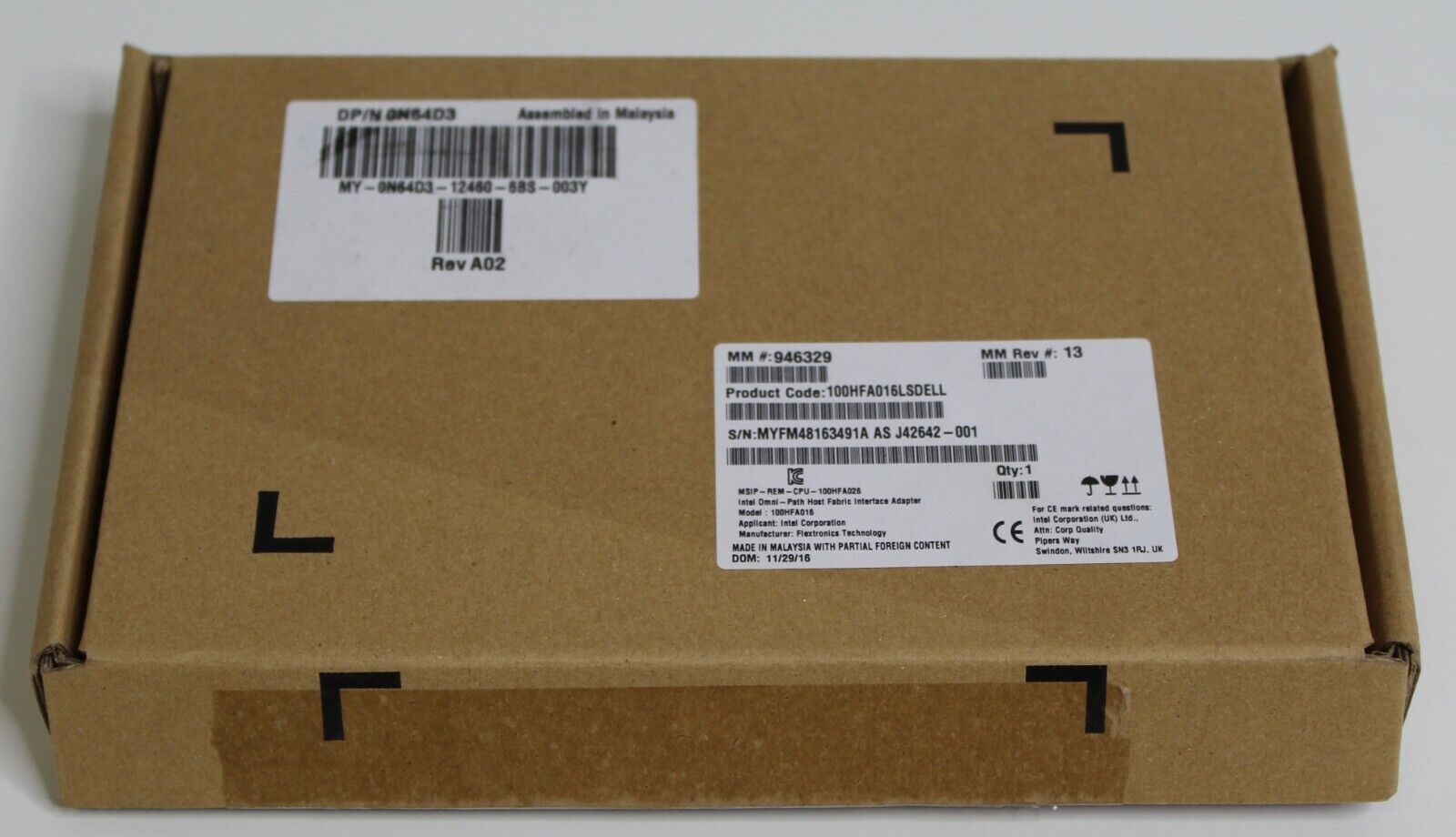 NEW Open Box Dell Intel Omni-Path Host Fabric Adapter 100HFA016 0N64D3 Low Prof