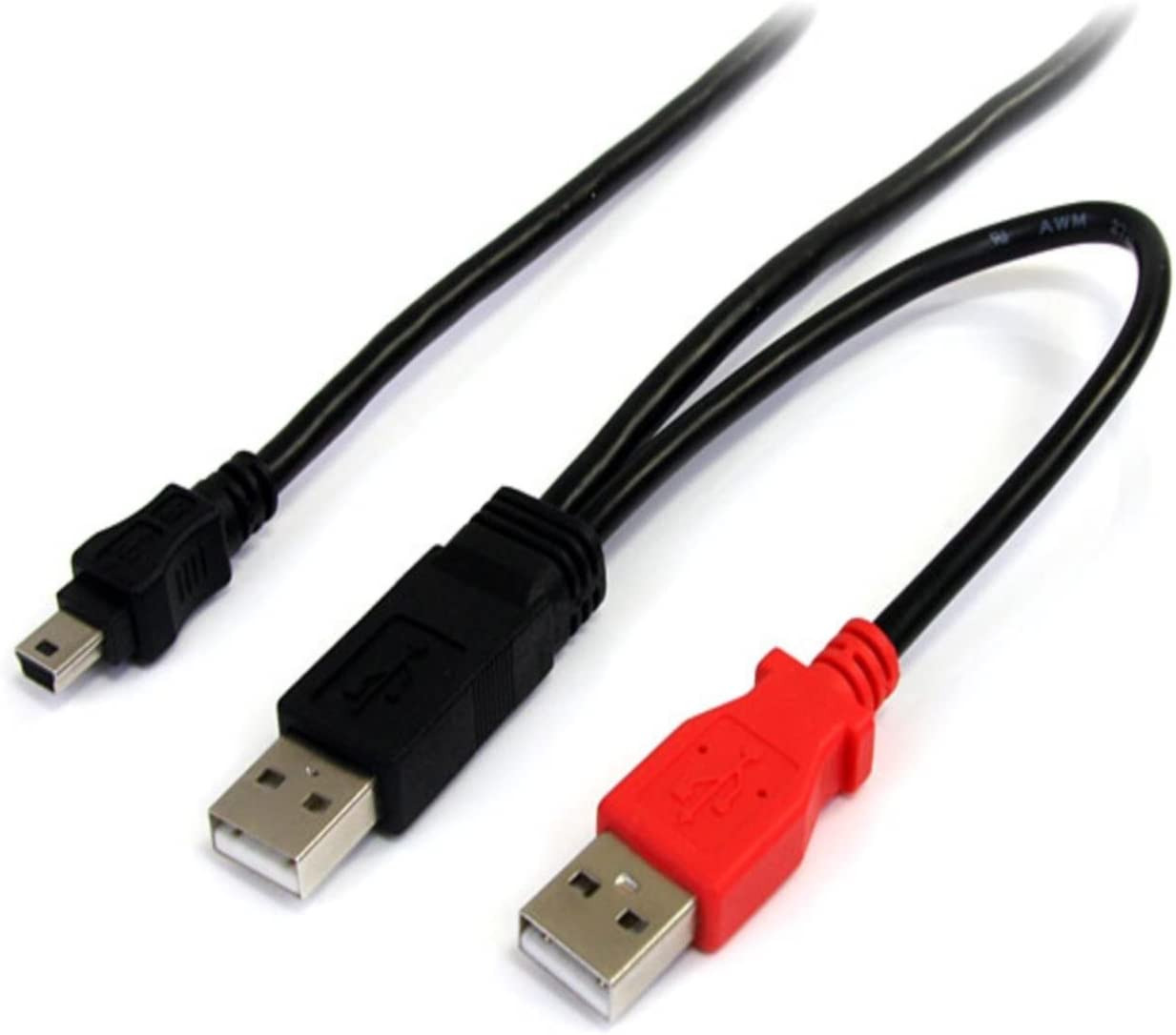 StarTech.com 1 ft USB Y Cable for External Hard Drive - USB A to mini B - USB