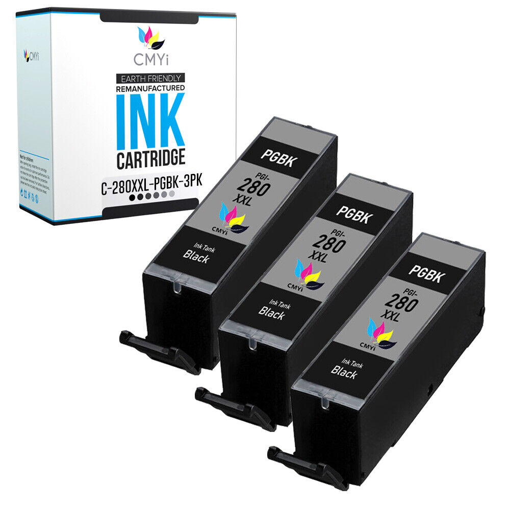 3 PK PGI 280XXL Pigment Black Ink Cartridges for Canon 280XXL PIXMA Printers