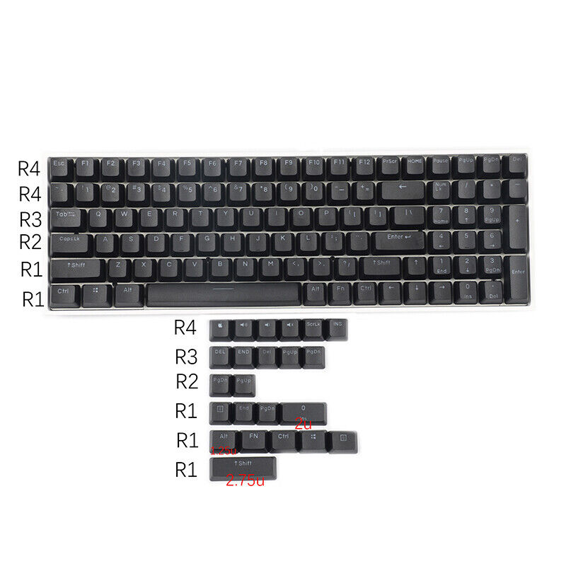 122 Keys OEM Profile Doubleshot Black Shine Through PBT Keycap Set